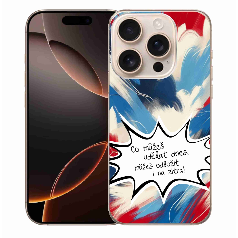Gél borítás mmCase iPhone 16 Pro Max készülékhez - vicces szöveg 9 fehér háttér