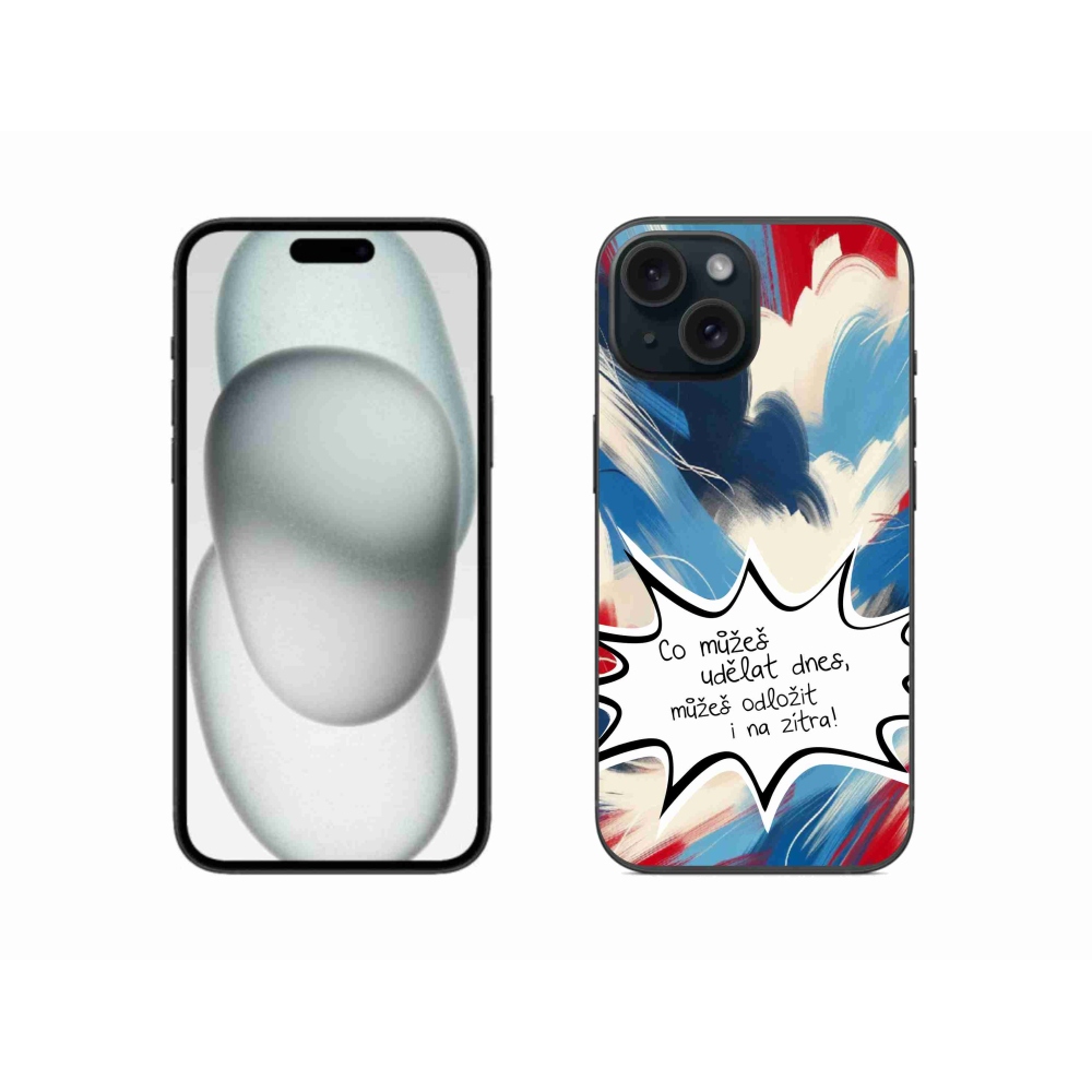 Gél borító mmCase iPhone 15 készülékhez - vicces szöveg 9 fehér háttér