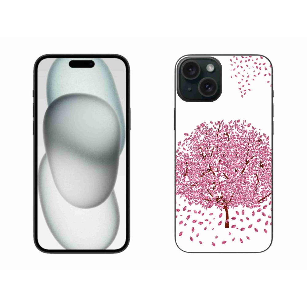 Zselés borítás mmCase iPhone 15 Plus készülékhez - rajzfilmfa levelekkel