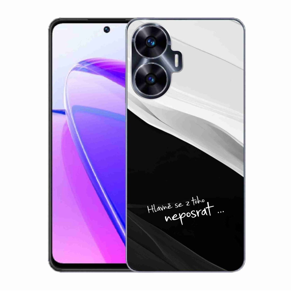 Gél borító mmCase a Realme C55 készülékhez - vicces szöveg 13 fekete-fehér háttérrel