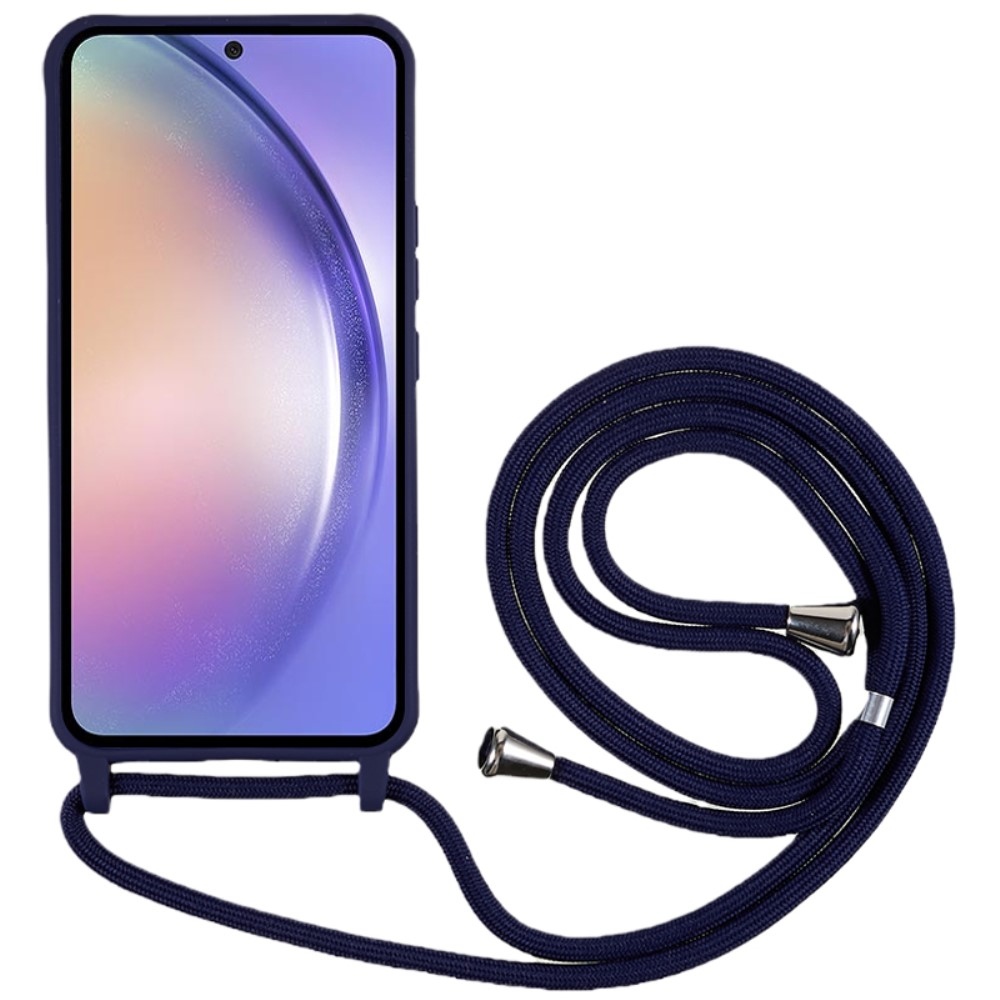 Zsinórral ellátott zselés tok Samsung Galaxy S25 készülékhez - sötétkék