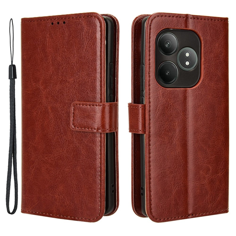 Őrült könyvtáska a Realme GT 6 5G/GT 6T 5G számára - barna színben