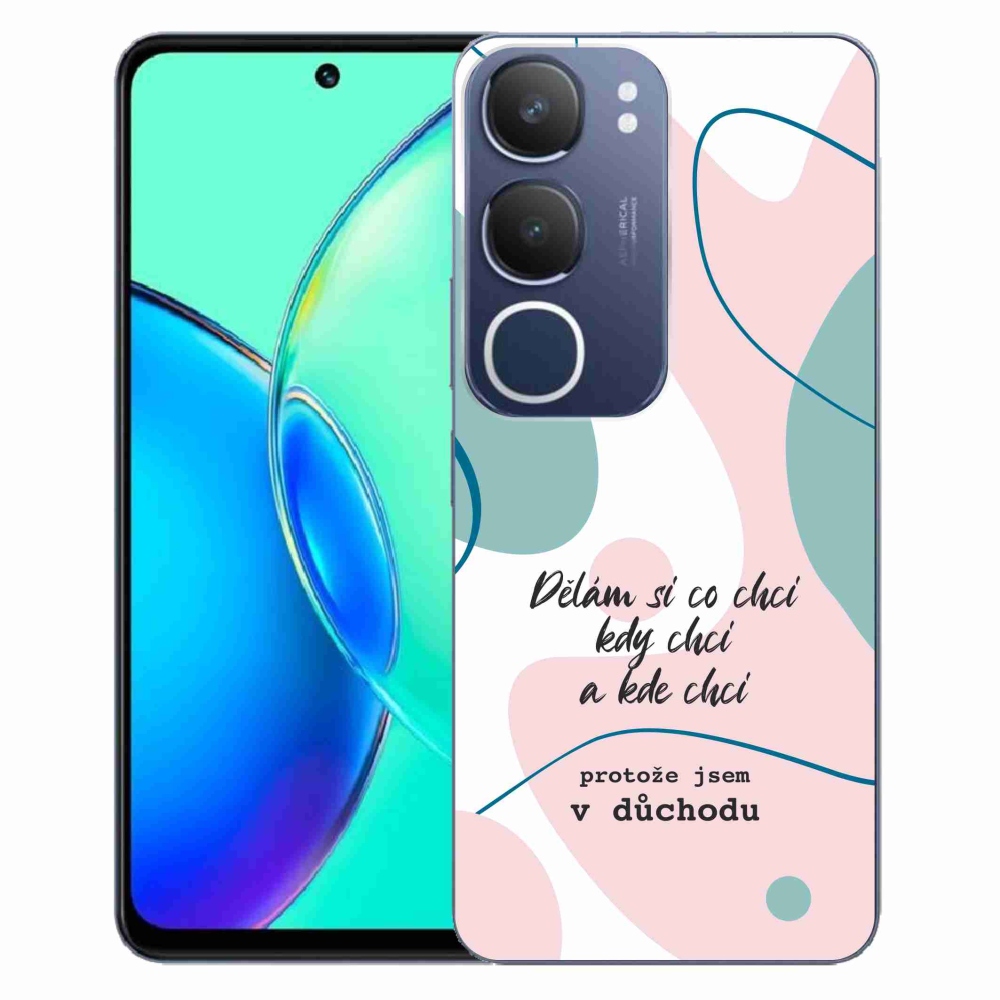 Gél borító mmCase a Vivo Y19s készülékhez - vicces szöveg 10 fehér háttér