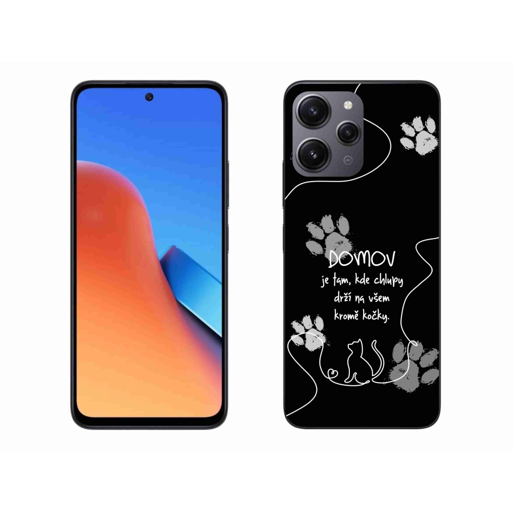 Gél borítás mmCase a Xiaomi Redmi 12-hez - macska motívum fekete háttérrel