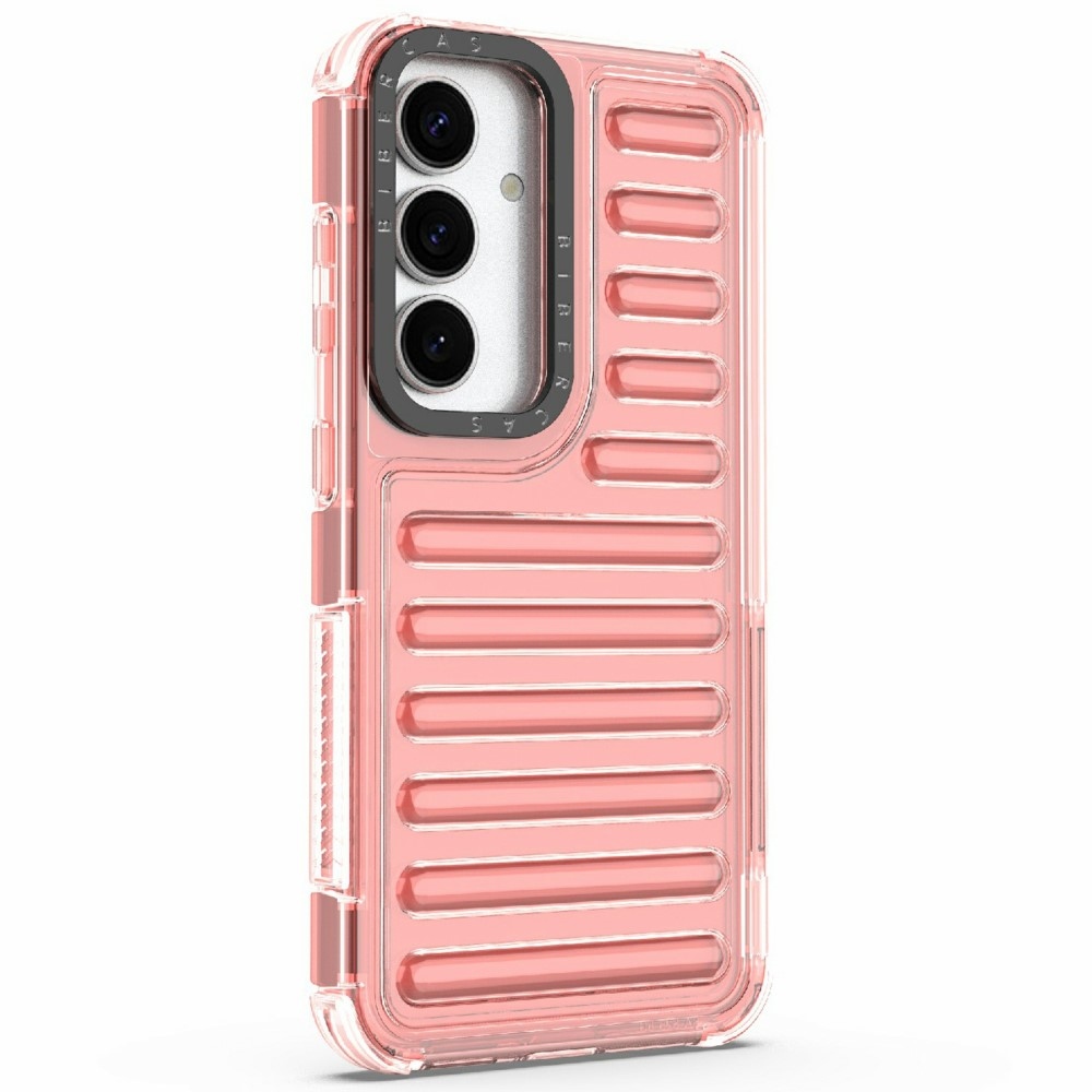 Csíkos tartós borító Samsung Galaxy S25 készülékhez - sötét rózsaszín