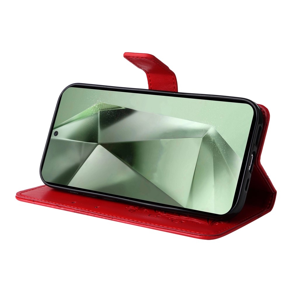 Nagy pillangó könyv tok Samsung Galaxy S24 FE készülékhez - piros