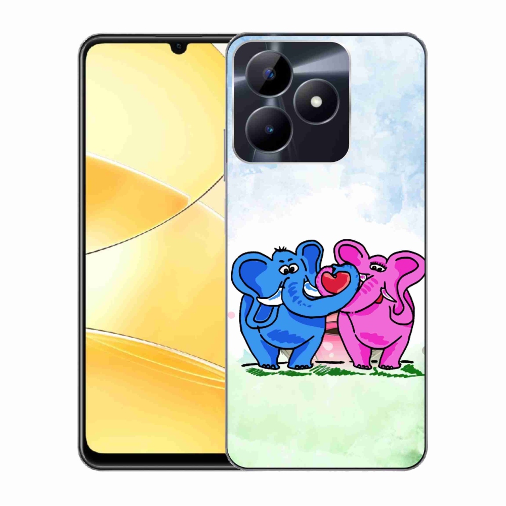 Gél borító mmCase a Realme C51/C53 készülékhez - szerelmes elefántok