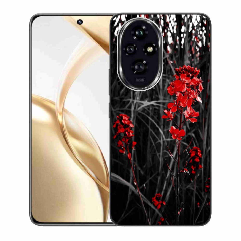 Zselés borító mmCase a Honor 200 5G készülékhez - piros növényhez