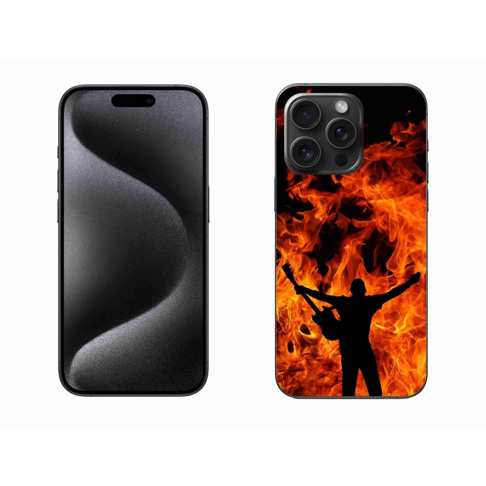 Gél borítás mmCase iPhone 15 Pro Max készülékhez - zenész és tűz