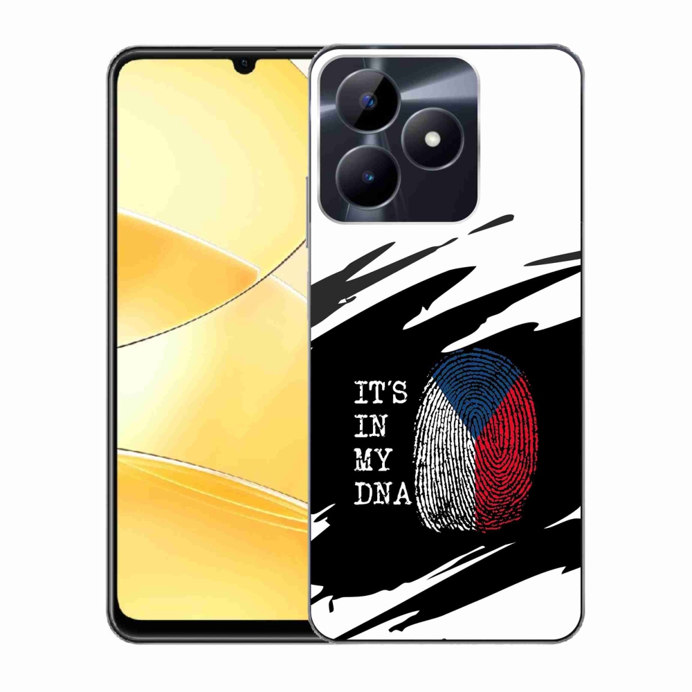 Zselés borító mmCase a Realme C51/C53 készülékhez - zászlós ujjlenyomat fekete és fehér háttérrel