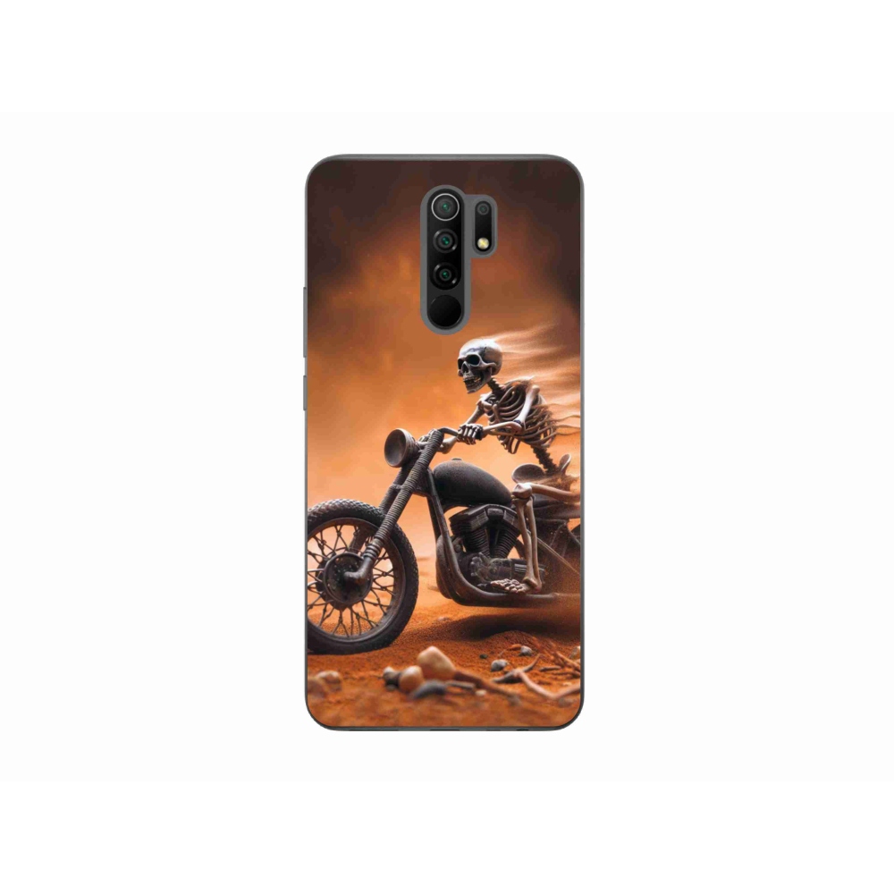 Gél borítás mmCase a Xiaomi Redmi 9-hez - csontváz egy motorkerékpáron