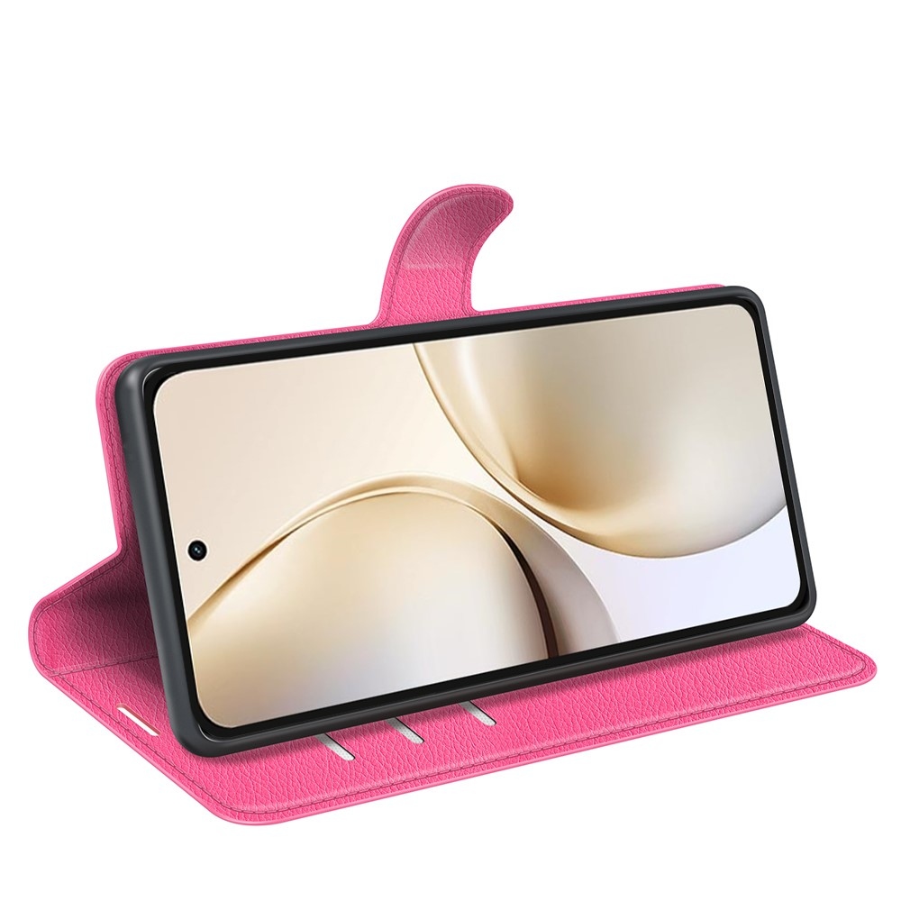 Litchi könyvtáska a Realme 14 Pro+ 5G számára - rózsaszínű