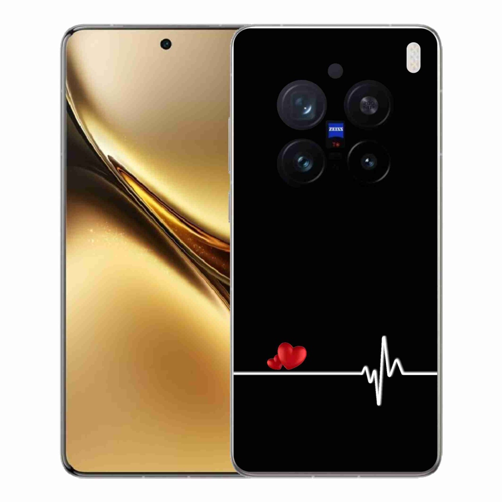Gél borítás mmCase a Vivo X200 Pro 5G-n - szív és szívverés fekete háttérrel