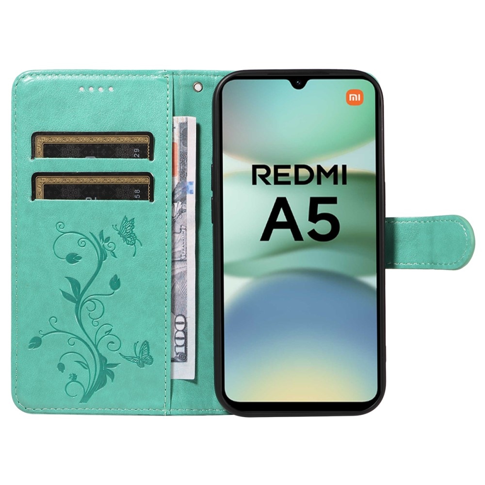 Virágok könyv tok Xiaomi Redmi A5 (173.45x79.35x8.45mm) - teal színű