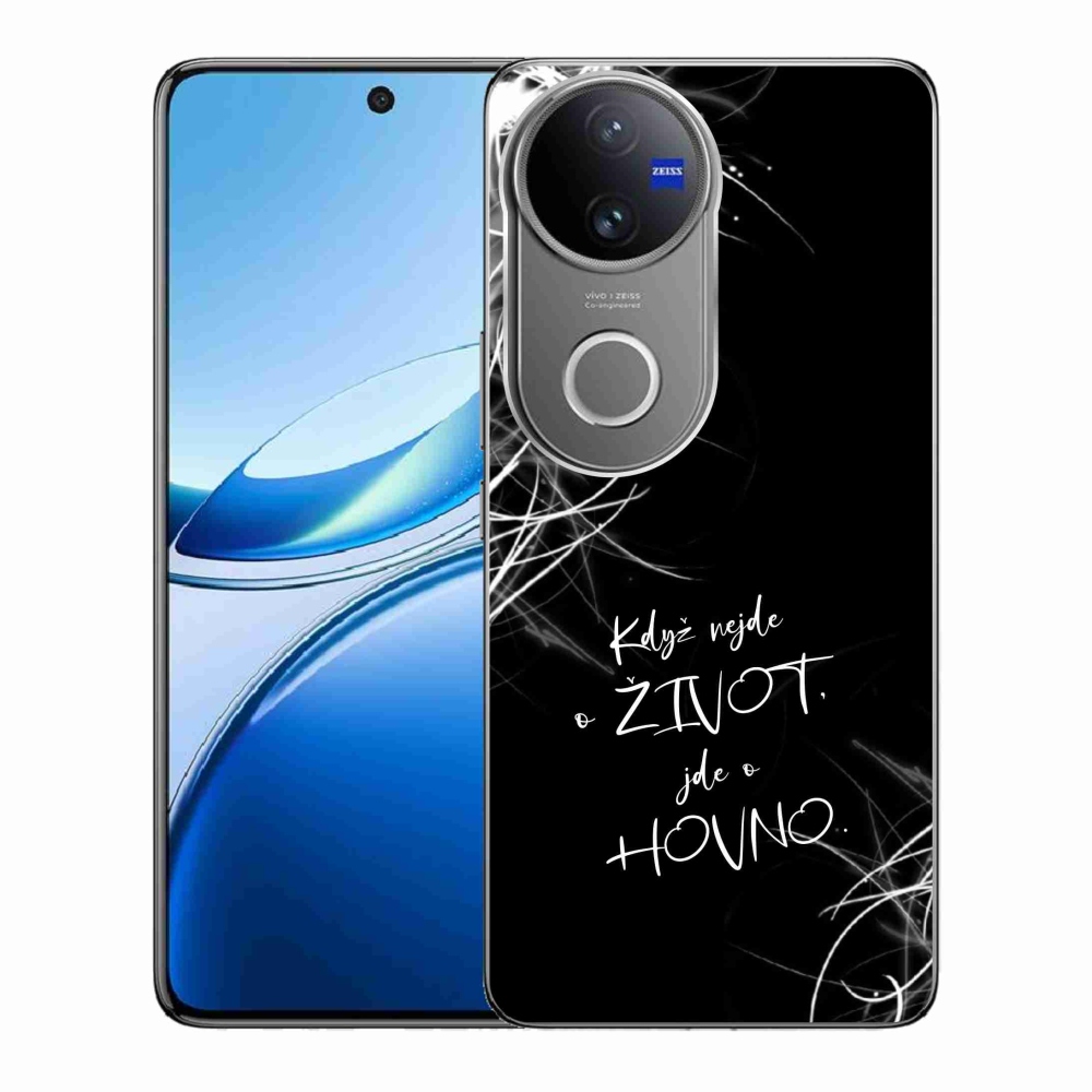 Gél borító mmCase a Vivo V50 5G készülékhez - vicces szöveg 16 fekete háttér