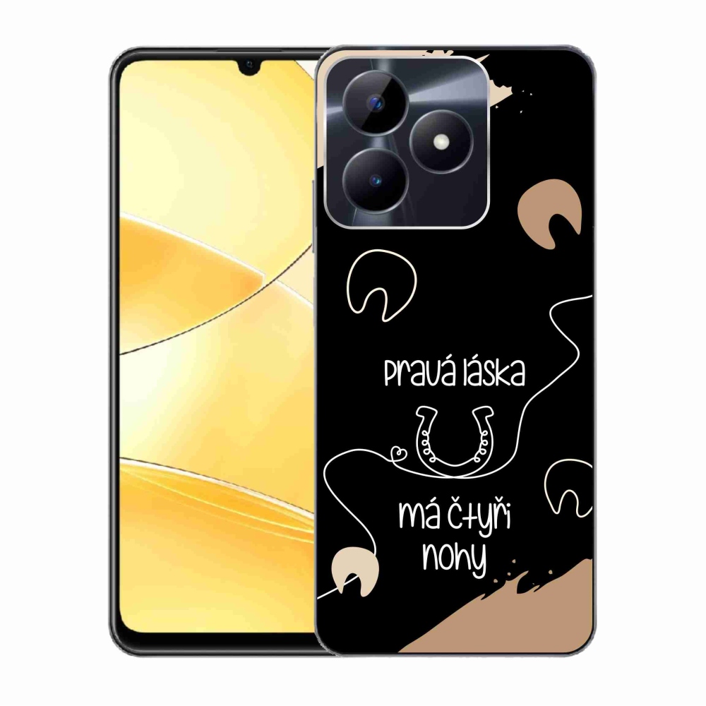 Zselés borító mmCase a Realme C51/C53 készülékhez - ló motívum fekete háttérrel
