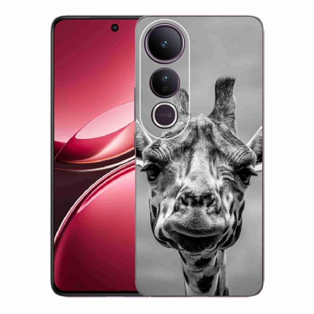 Gél borítás mmCase a Vivo V50 Lite 4G/5G-re - fekete-fehér zsiráf