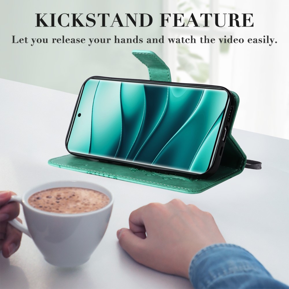 Nagy pillangó könyv tok Xiaomi Redmi Note 14 Pro 5G/Poco X7 5G/Note 14 Pro+ 5G - teal színben