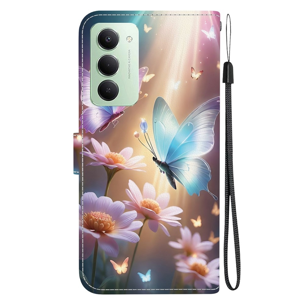 Sokoldalú könyvtáska Xiaomi Redmi 15 4G (171mm) - pillangók és százszorszépek