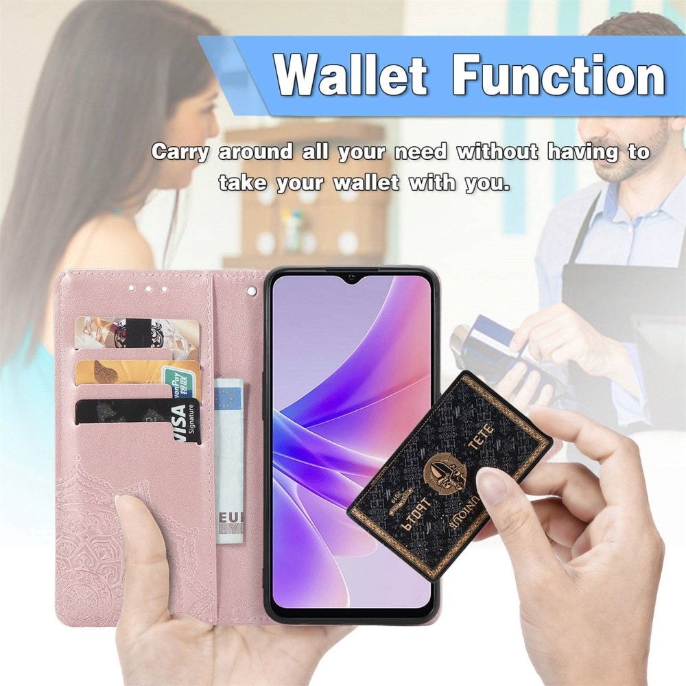 Mandala könyvtáska a Realme Narzo 50 készülékhez - rózsaarany