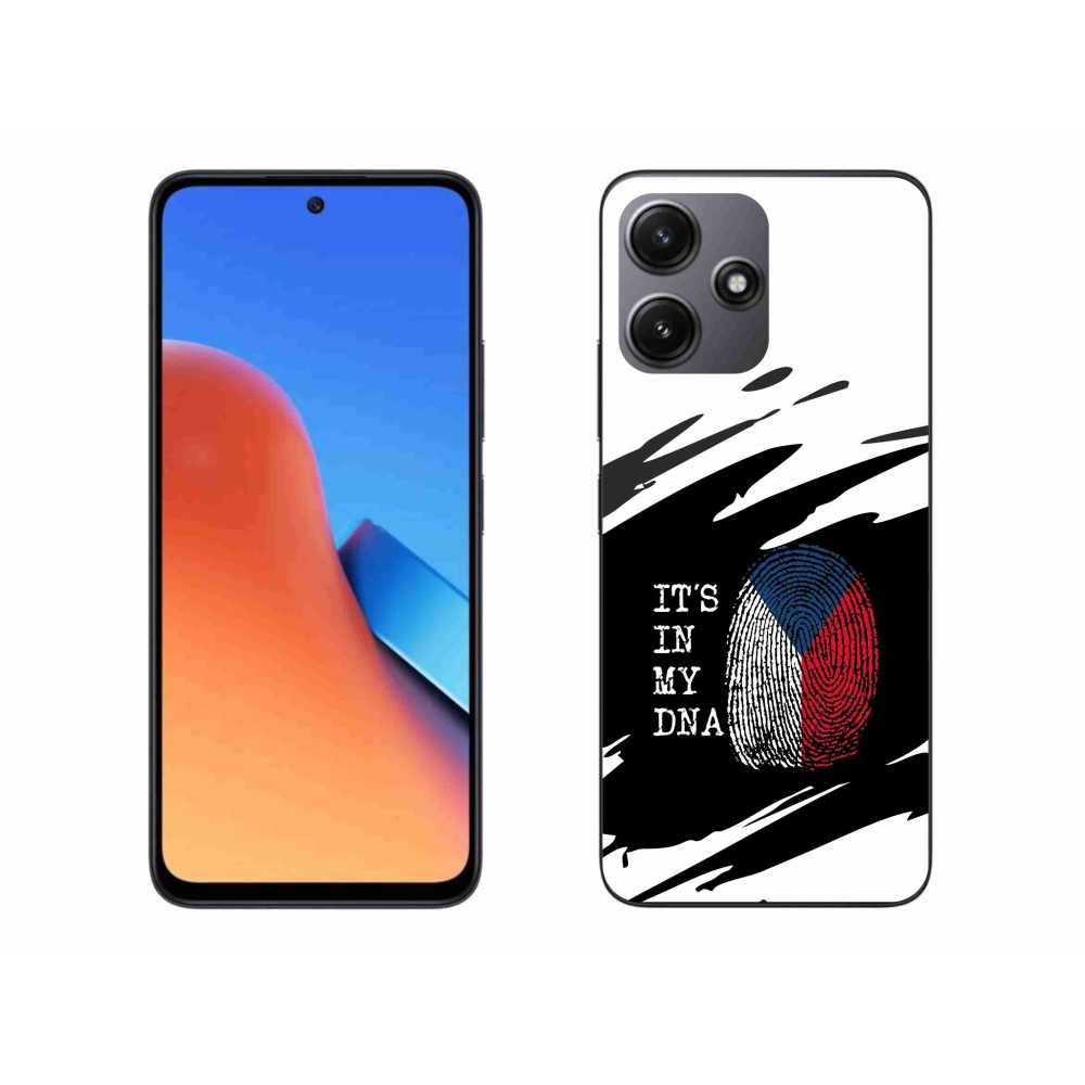 Gél borító mmCase a Xiaomi Redmi 12 5G - zászló ujjlenyomat fekete és fehér háttérrel