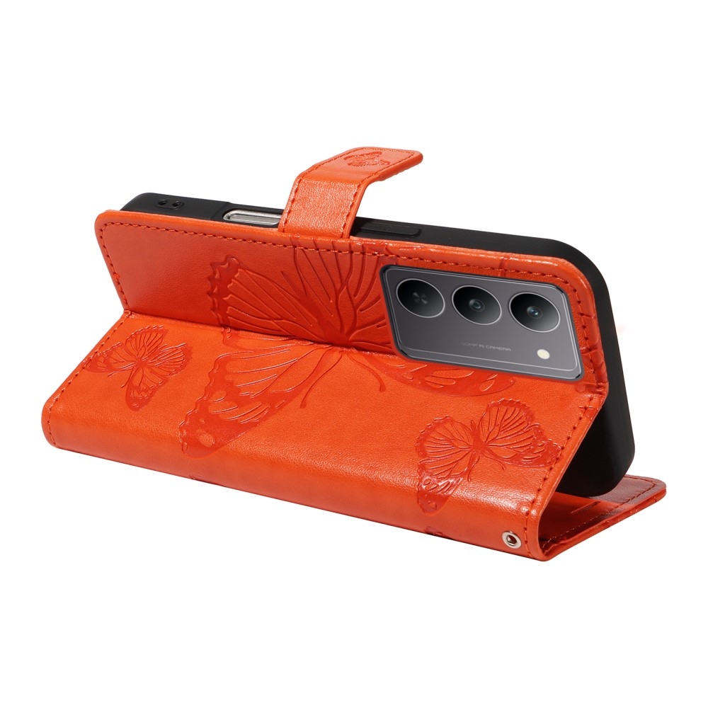 Nagy pillangó könyvtáska a Realme C75 készülékhez - narancssárga színben