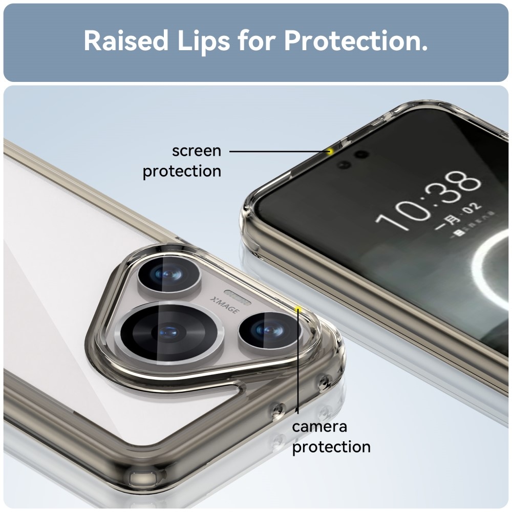 Gél tok kemény hátlappal a Huawei Pura 70 Pro számára - szürke