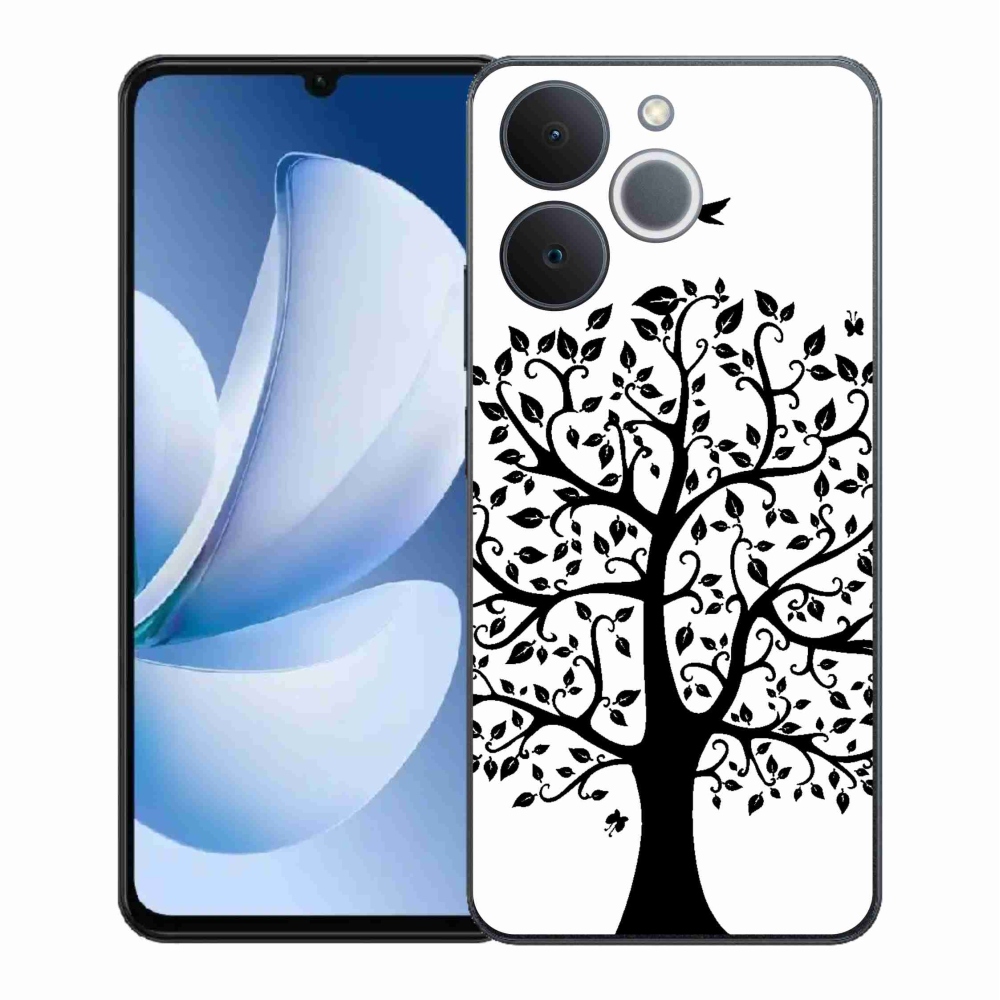 Zselés borítás mmCase a Realme Note 70T-hez - fekete-fehér fa