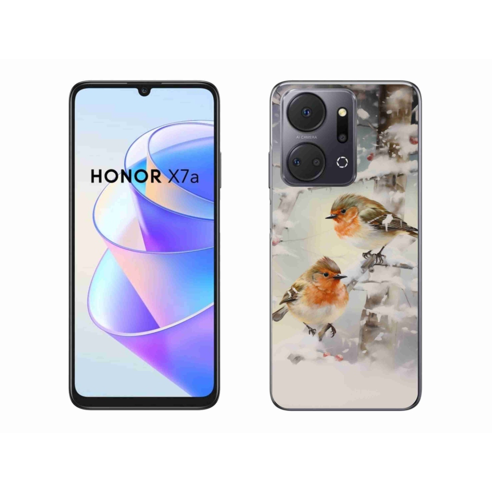 Zselés borítás mmCase a Honor X7a számára - madarak télen