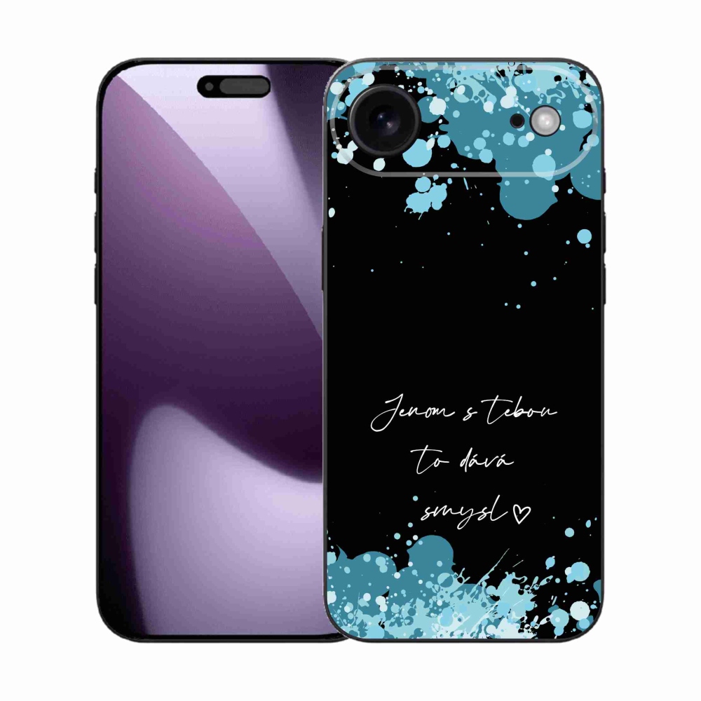 Gél borítás mmCase iPhone 17 Air készülékhez - szerelmes szöveg fekete háttérrel