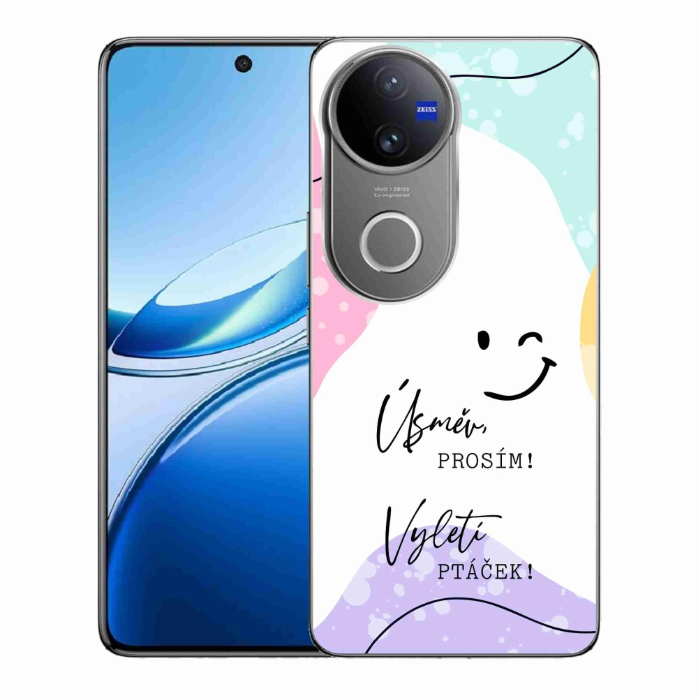 Gél borító mmCase a Vivo V50 5G készülékhez - vicces szöveg 4 fehér háttér