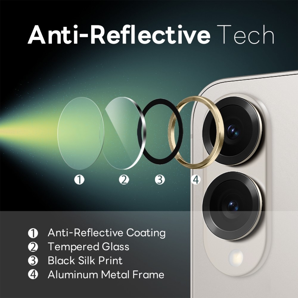 NORTHJO kamera lencse üveg Samsung Galaxy S25 Edge fényképezőgéphez (különálló szemüveg) - arany színben