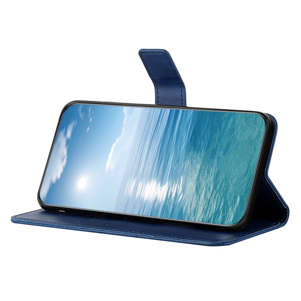 Vonalas könyv tok Xiaomi Redmi Note 14 5G-hez - kék