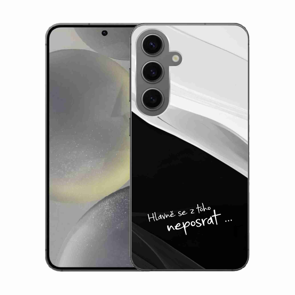 Gél borító mmCase Samsung Galaxy S24 készülékhez - vicces szöveg 13 fekete és fehér háttérrel