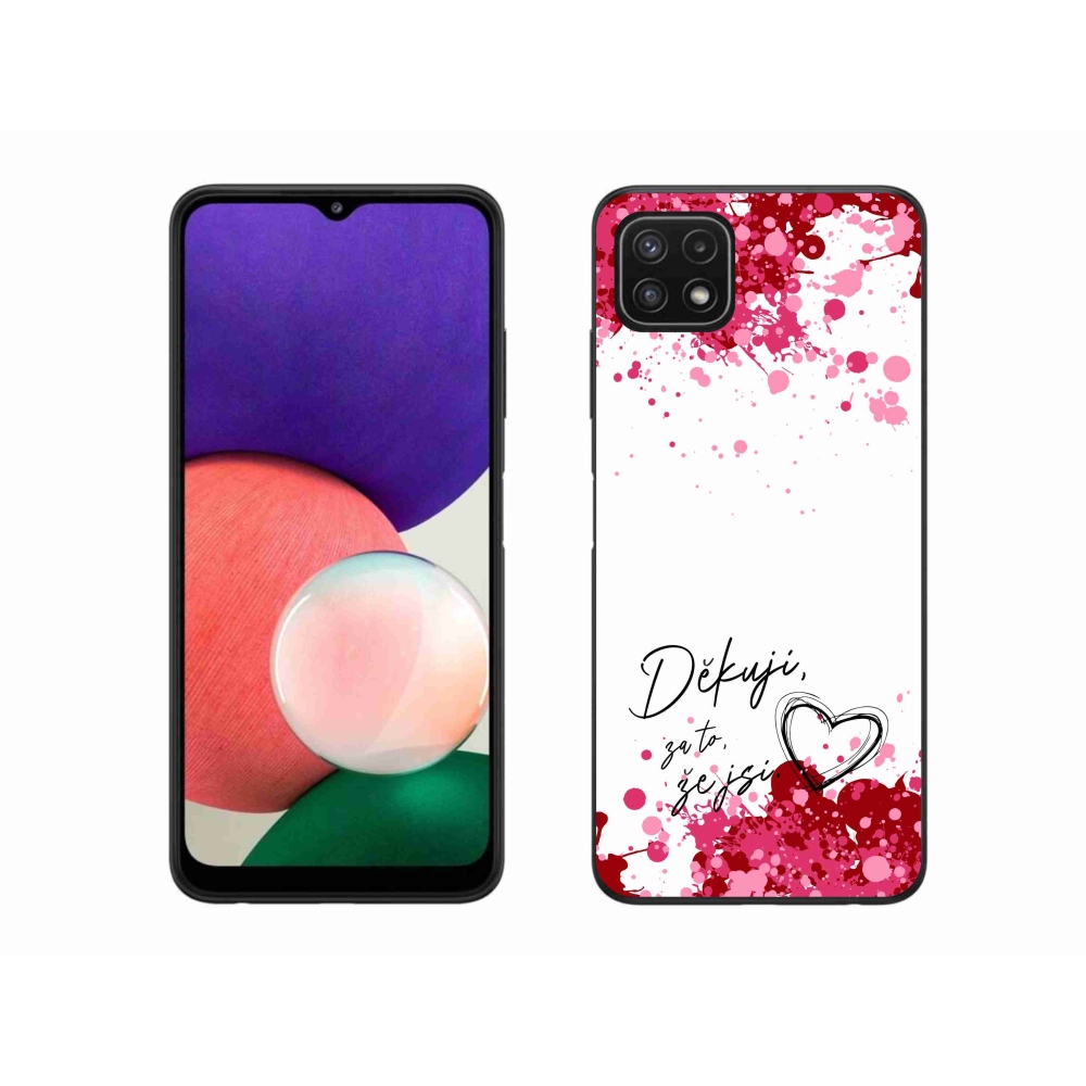 Gél borítás mmCase Samsung Galaxy A22 5G - text in love 2 fehér háttér