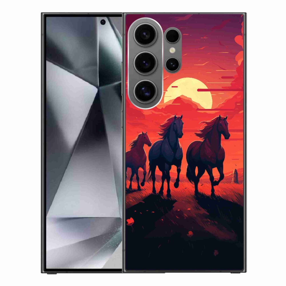 Gél borítás mmCase Samsung Galaxy S24 Ultra - lovak és naplemente