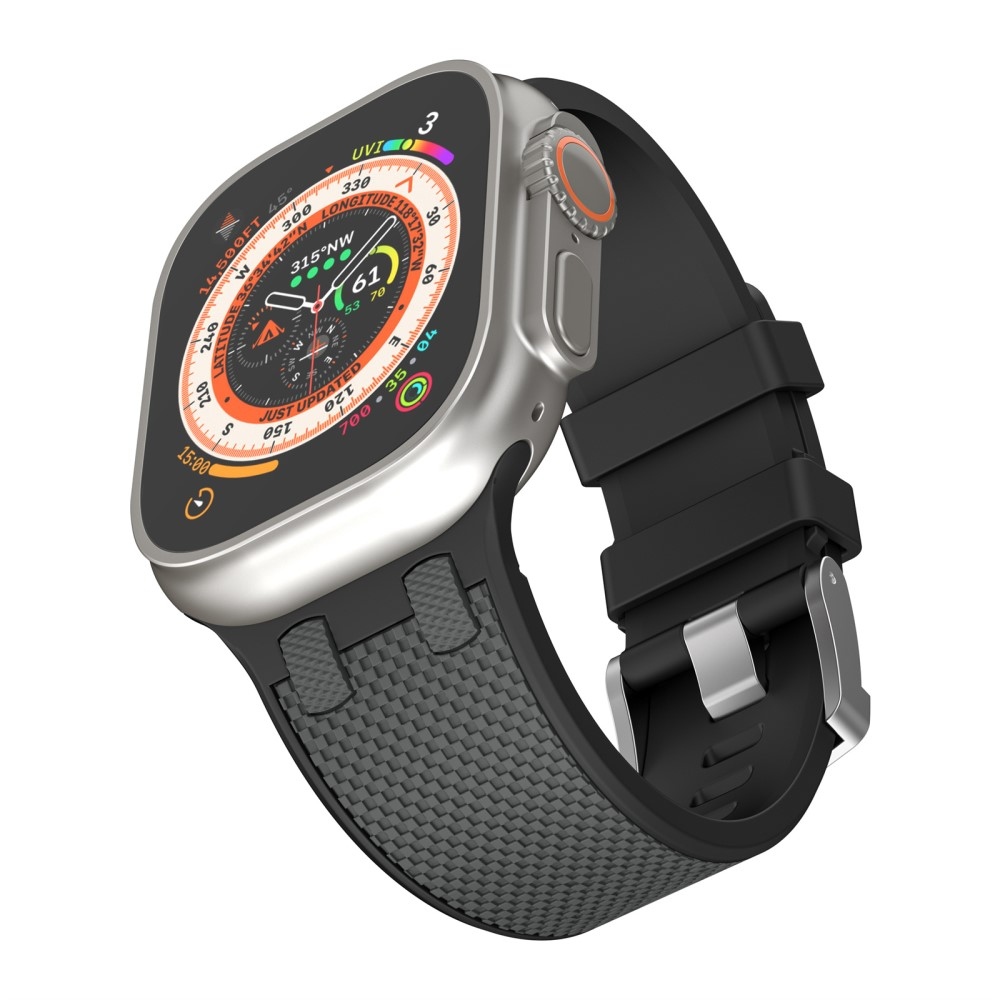Sport szilikon szíj az Apple Watch Ultra/Ultra 2 49mm/SE/SE 2022/2023 44mm/9/8/7 45mm/6/5/4 44mm/3/2/1 42 mm-es órához - fekete/szürke