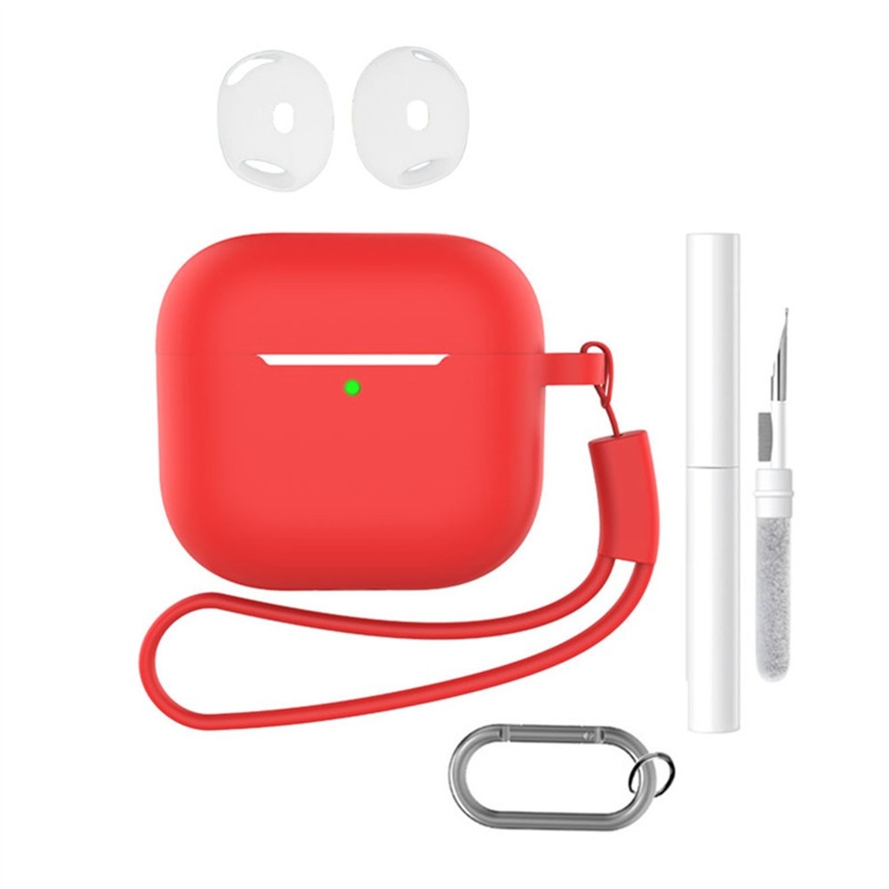 Apple AirPods 4 szilikon tok tisztító készlettel - piros