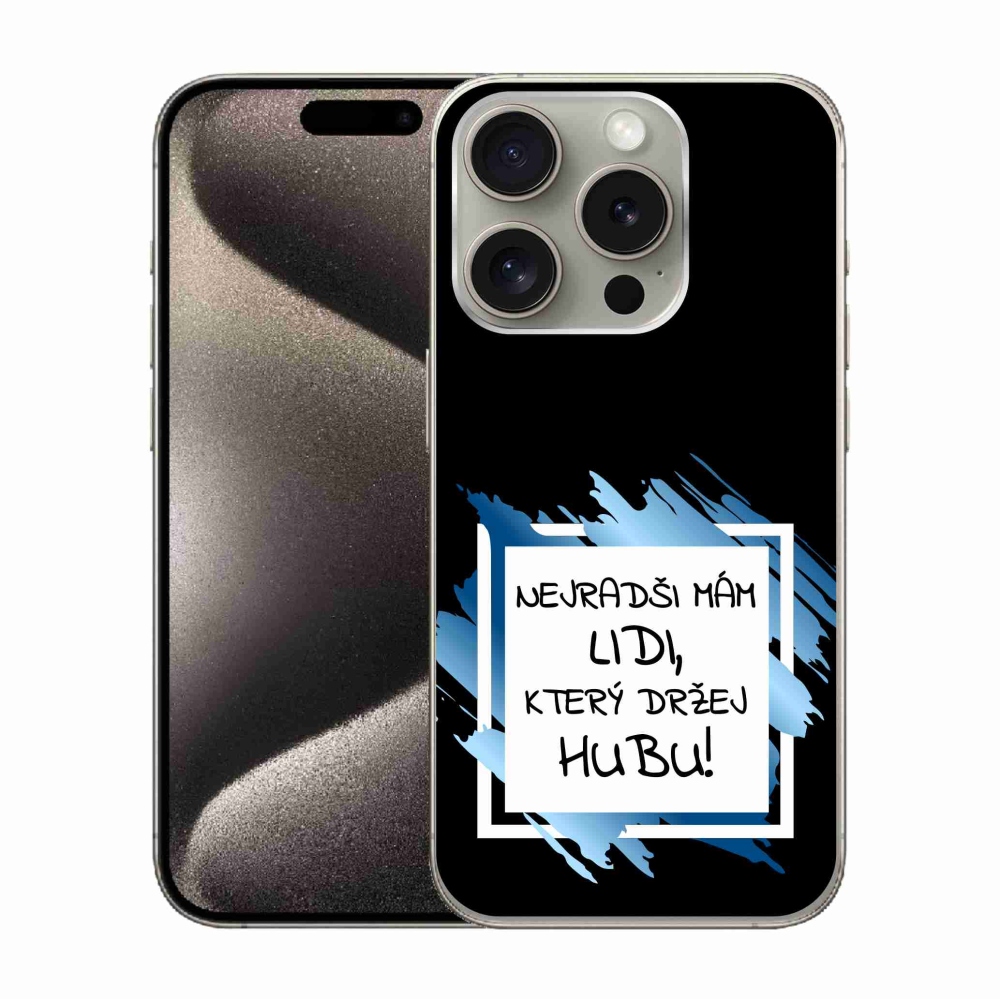 Gél borító mmCase iPhone 15 Pro készülékhez - vicces szöveg 7 fehér és fekete háttérrel