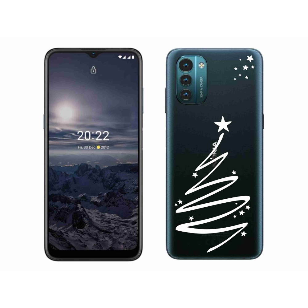 Zselés borítás mmCase a Nokia G11/G21 készülékhez - fehér fa átlátszó háttéren