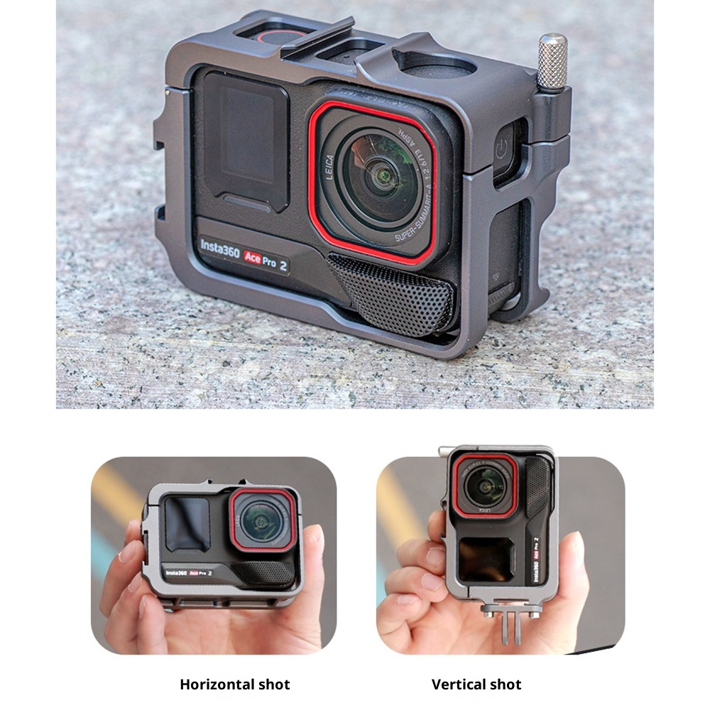 Alumínium védőkeret két tartozéktartóval Insta360 Ace Pro 2, Ace Pro és Ace készülékekhez