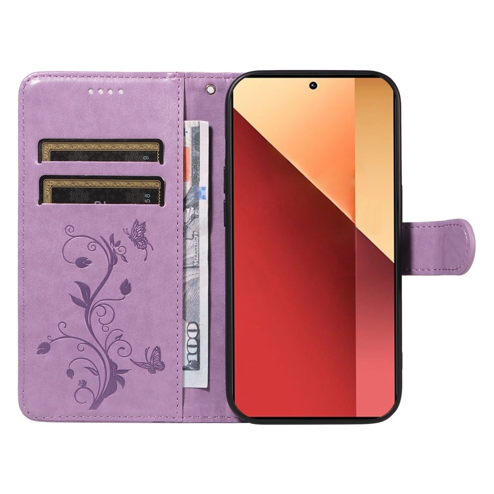 Virágok könyv tok Xiaomi Redmi Note 13 Pro 4G/Poco M6 Pro - lila