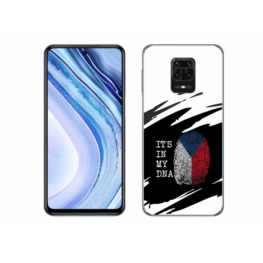 Gél borító mmCase a Xiaomi Redmi Note 9S - zászlós ujjlenyomat fekete és fehér háttérrel