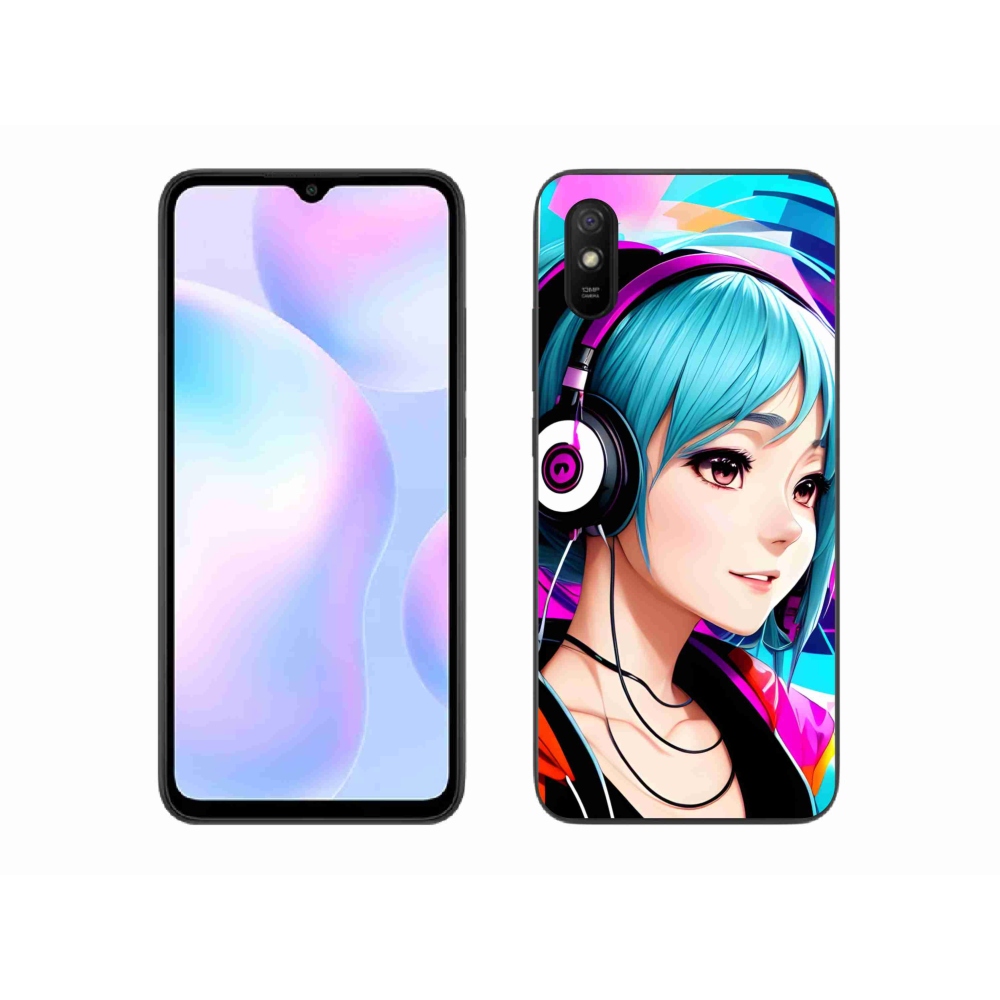 Gél borító mmCase a Xiaomi Redmi 9AT-hoz - lány fejhallgatóval