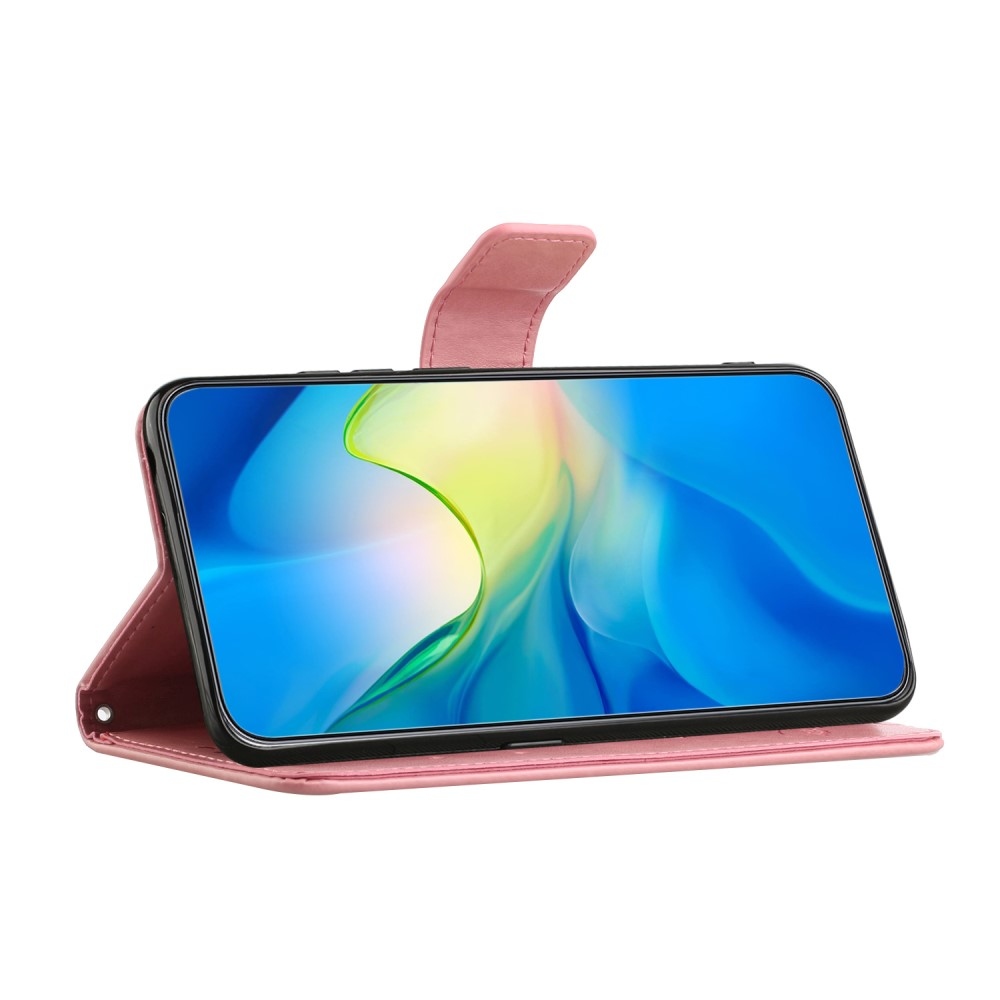 Virágos könyvtáska Samsung Galaxy A35 5G - rózsaszín