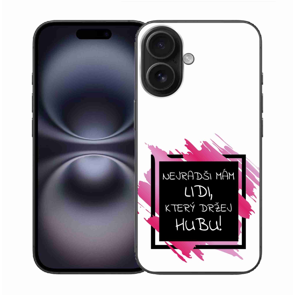 Gél borító mmCase iPhone 16-hoz - vicces szöveg 7 fekete-fehér háttérrel