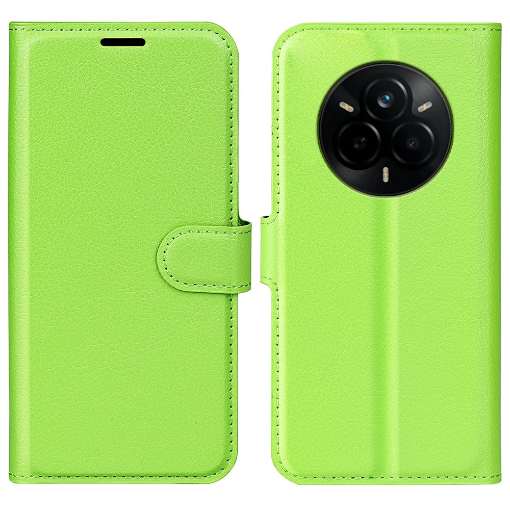 Litchi könyvtáska a Realme 14 Pro+ 5G készülékhez - zöld