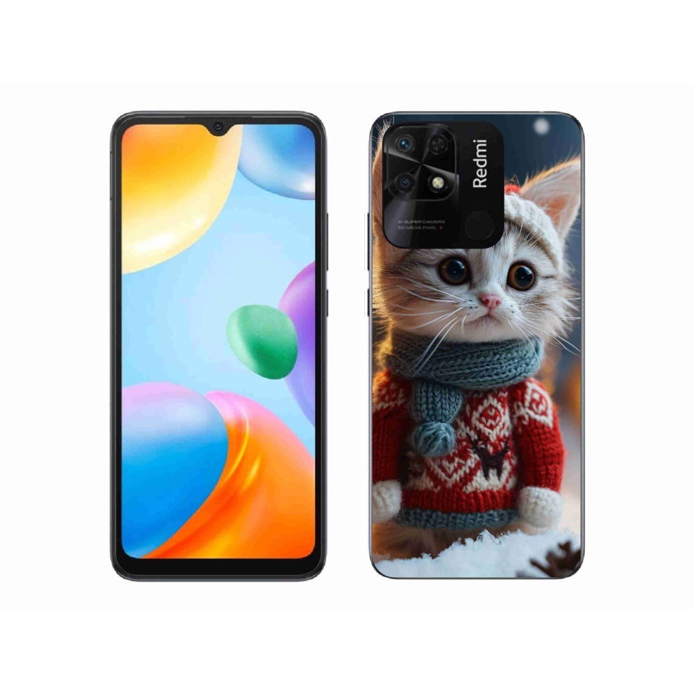 Gél borítás mmCase a Xiaomi Redmi 10C-hez - cica pulóverben