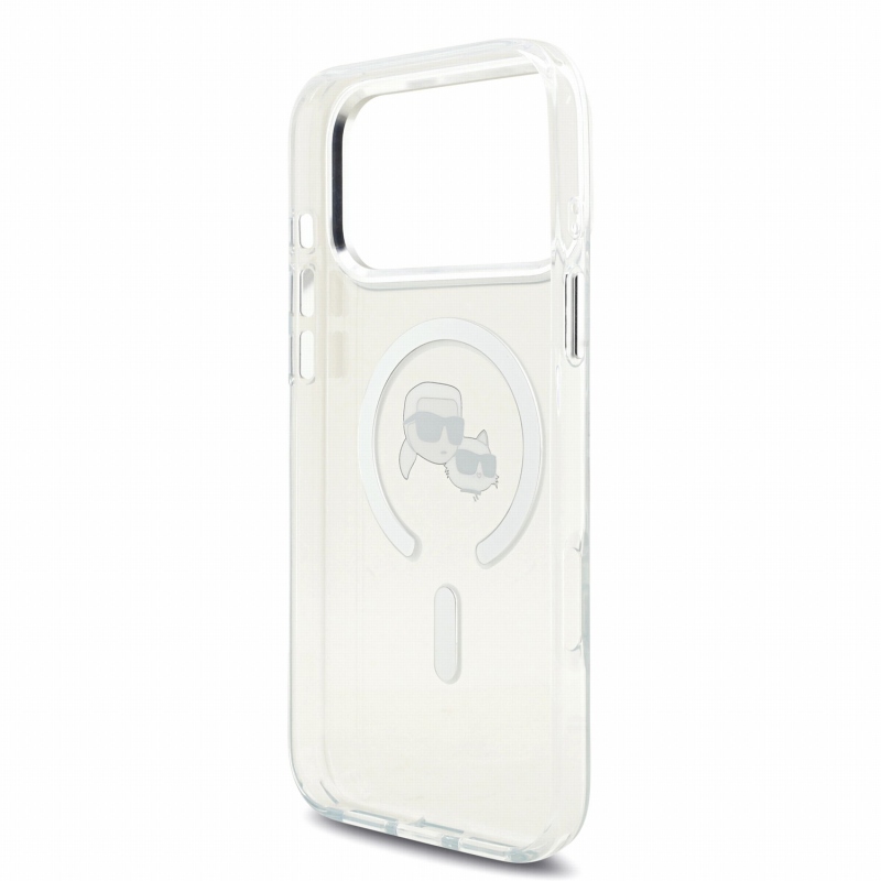 Karl Lagerfeld IML K&CH Heads fémkeretes MagSafe hátlap az iPhone 18 Pro Max-hoz, fehér