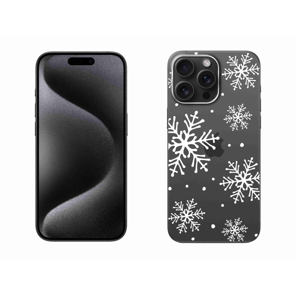 Zselés borítás mmCase iPhone 15 Pro Max készülékhez - fehér pelyhek átlátszó háttéren